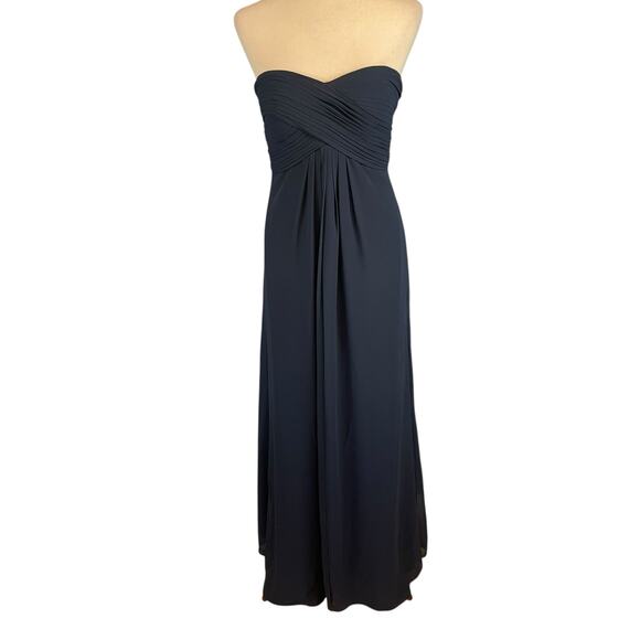 Bill Levkoff SHILOH 1121 Sweetheart Chiffon Dress Formal Gown Navy Size 4 - Picture 2 of 8